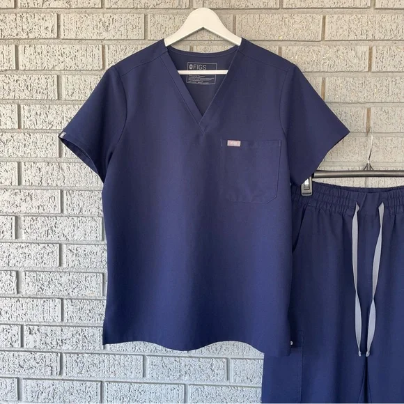 Figs Scrub Set Navy Blue Catarina Top High Waisted Uman Joggers Medium - Picture 3 of 9